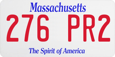 MA license plate 276PR2
