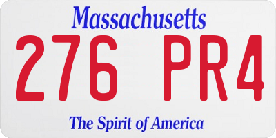 MA license plate 276PR4