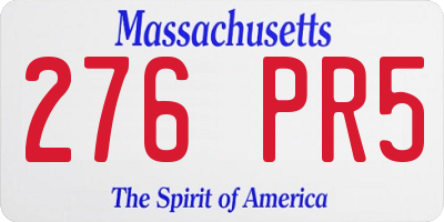 MA license plate 276PR5