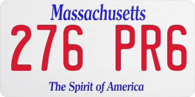 MA license plate 276PR6