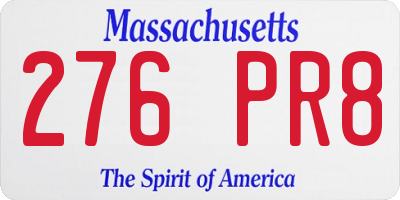 MA license plate 276PR8