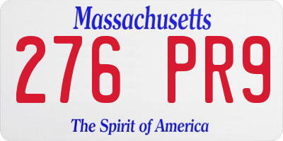 MA license plate 276PR9
