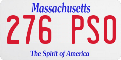 MA license plate 276PS0