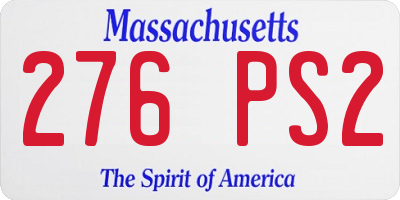 MA license plate 276PS2