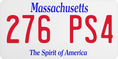 MA license plate 276PS4