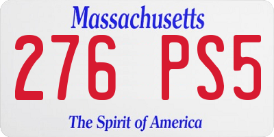 MA license plate 276PS5