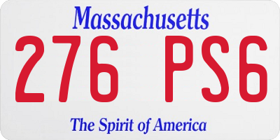 MA license plate 276PS6