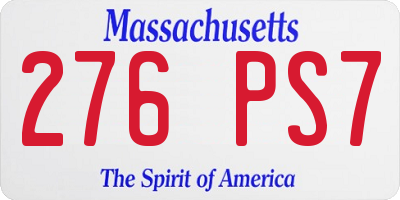 MA license plate 276PS7