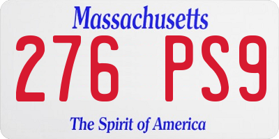 MA license plate 276PS9