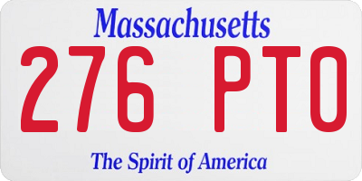 MA license plate 276PT0