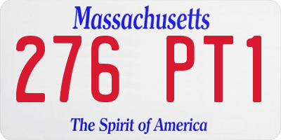 MA license plate 276PT1