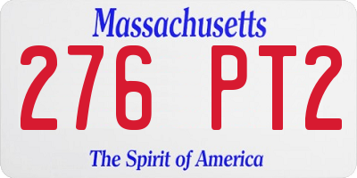 MA license plate 276PT2