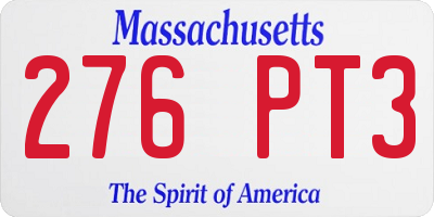 MA license plate 276PT3