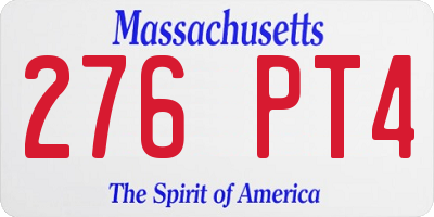 MA license plate 276PT4