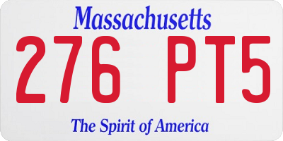 MA license plate 276PT5