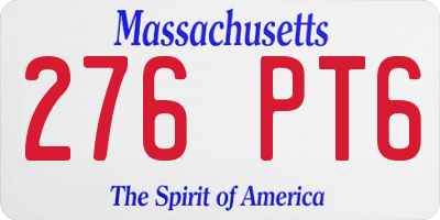 MA license plate 276PT6
