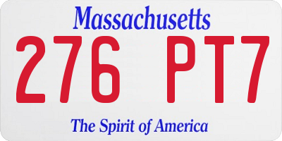 MA license plate 276PT7