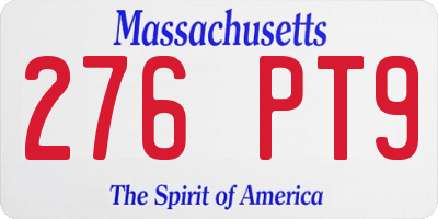 MA license plate 276PT9