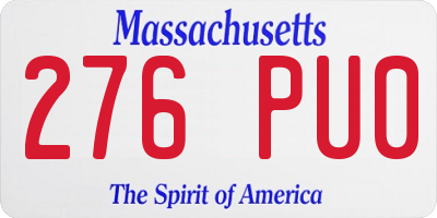 MA license plate 276PU0