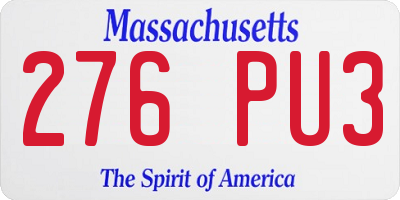 MA license plate 276PU3