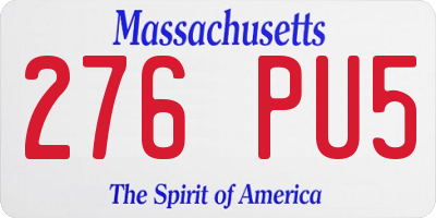 MA license plate 276PU5