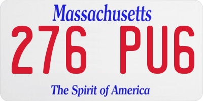MA license plate 276PU6