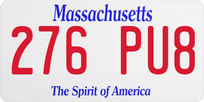 MA license plate 276PU8