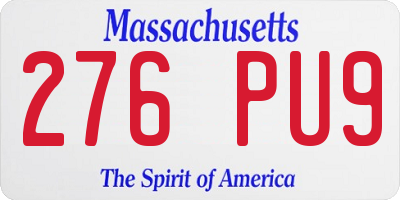 MA license plate 276PU9