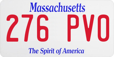 MA license plate 276PV0