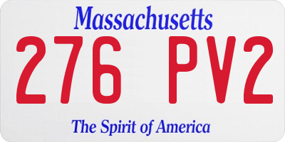 MA license plate 276PV2