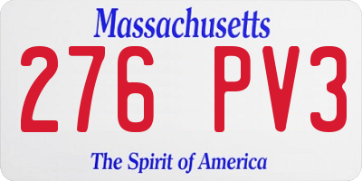 MA license plate 276PV3