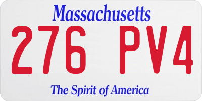 MA license plate 276PV4
