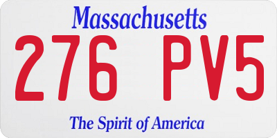 MA license plate 276PV5