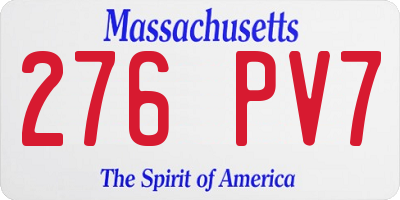 MA license plate 276PV7