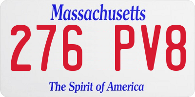 MA license plate 276PV8