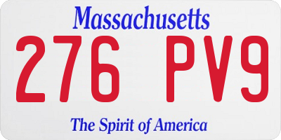 MA license plate 276PV9