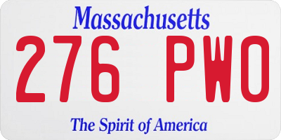 MA license plate 276PW0