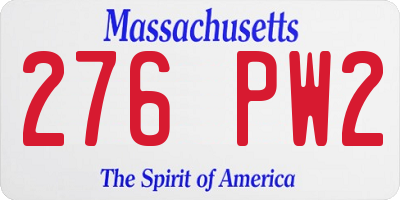 MA license plate 276PW2