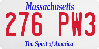 MA license plate 276PW3