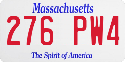 MA license plate 276PW4