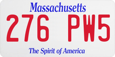 MA license plate 276PW5