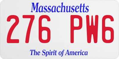 MA license plate 276PW6