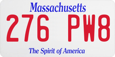 MA license plate 276PW8