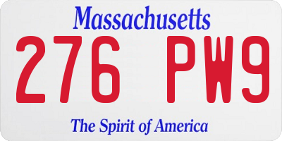 MA license plate 276PW9