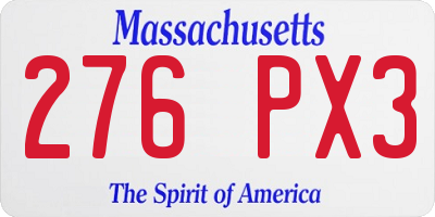 MA license plate 276PX3