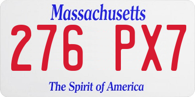 MA license plate 276PX7