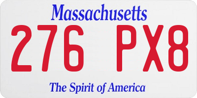 MA license plate 276PX8