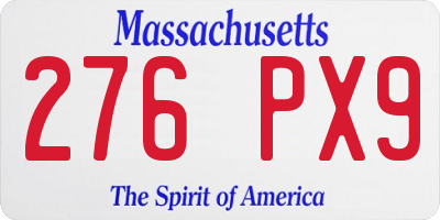 MA license plate 276PX9