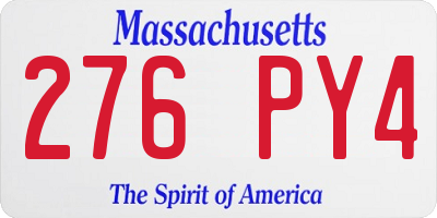 MA license plate 276PY4
