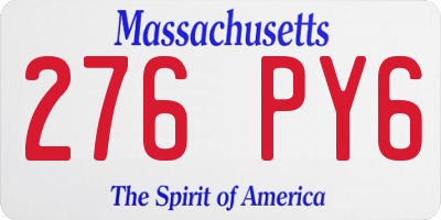 MA license plate 276PY6
